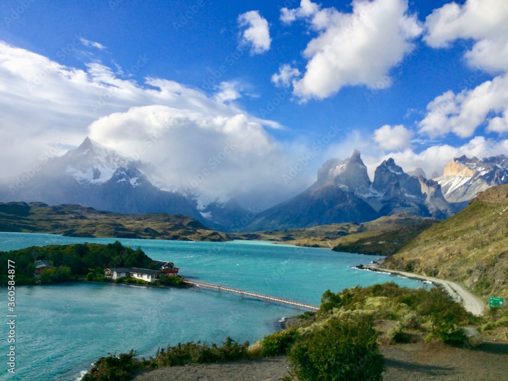 lake and mountains torres del paine landscape