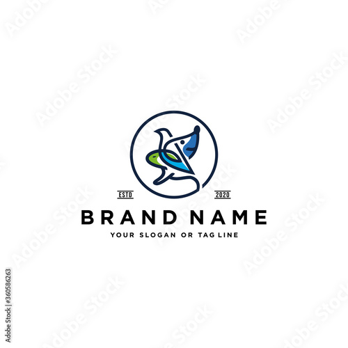 rabbit dog bird logo design vector