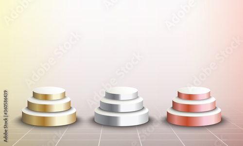 3D Stage of Gold, Silver, and Bronze