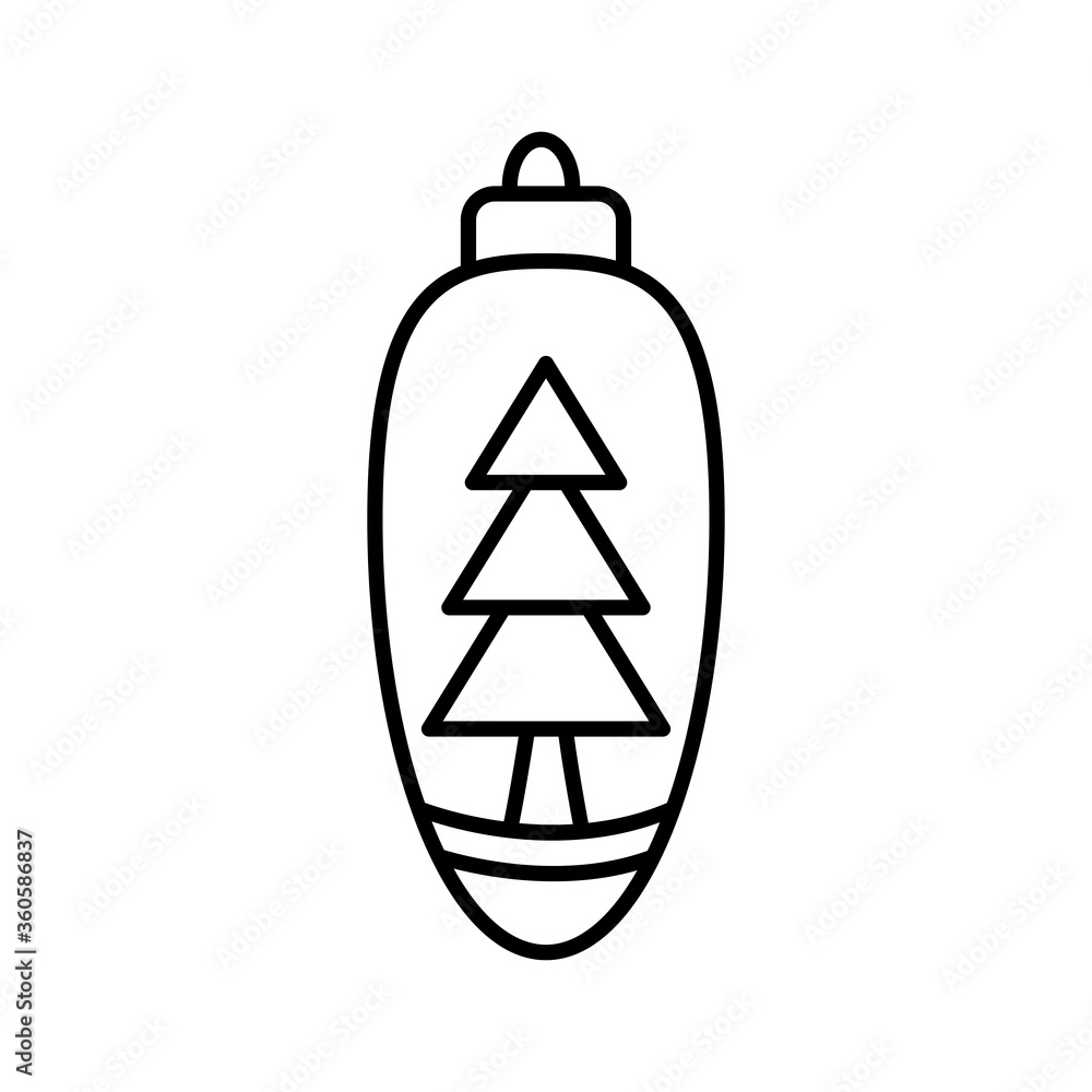 Christmas Bulb Line Icon Vector Illustration Isolated on White Background. Christmas Ball Icon Christmas Bulb Line Icon Vector Illustration Isolated on White Background. Christmas Ball Icon