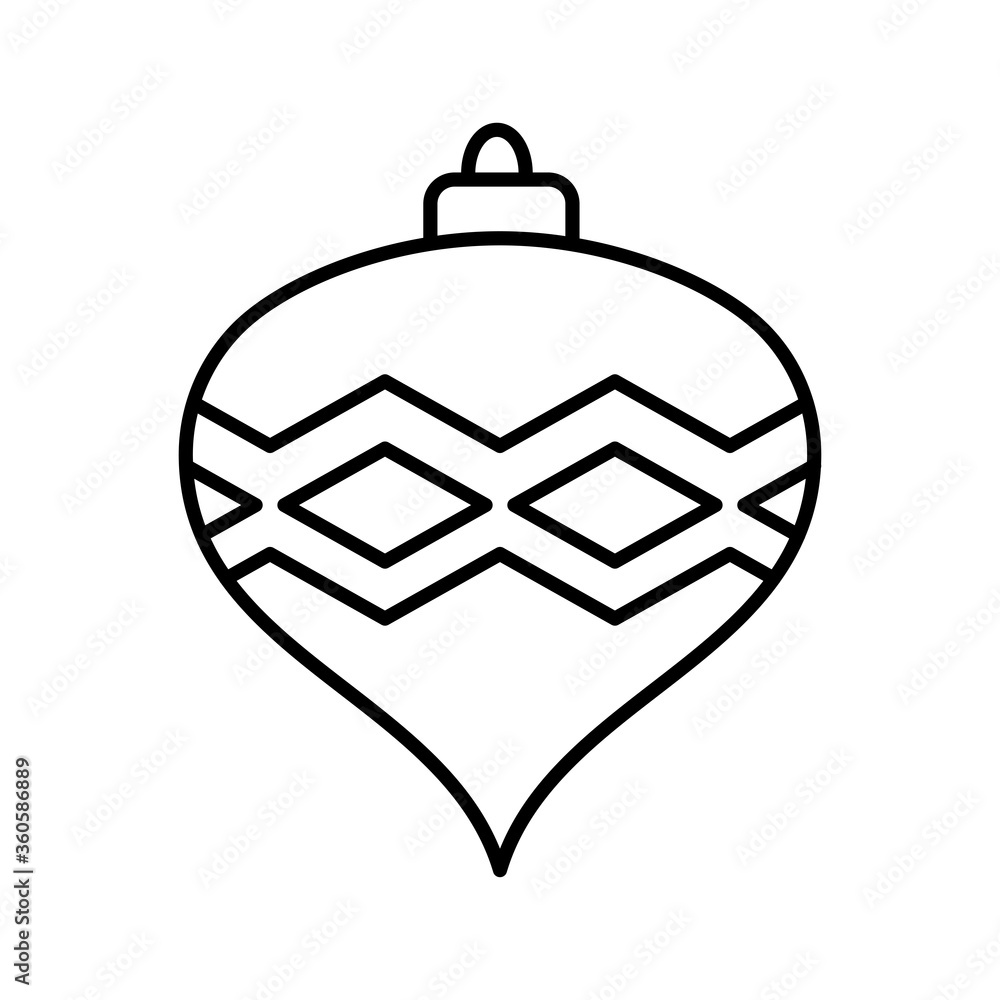 Christmas Ball Line Icon Isolated on White Background. Decoration Light Vector Illustration Christmas Ball Line Icon Isolated on White Background. Decoration Light Vector Illustration