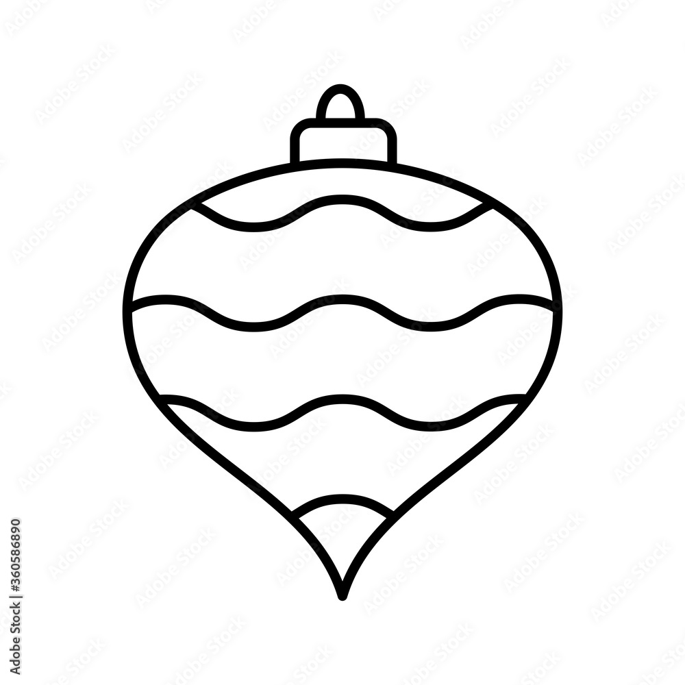 Christmas Ball Line Icon Isolated on White Background. Decoration Light Vector Illustration Christmas Ball Line Icon Isolated on White Background. Decoration Light Vector Illustration