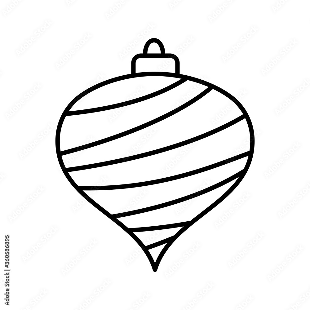 Christmas Ball Line Icon Isolated on White Background. Decoration Light Vector Illustration Christmas Ball Line Icon Isolated on White Background. Decoration Light Vector Illustration
