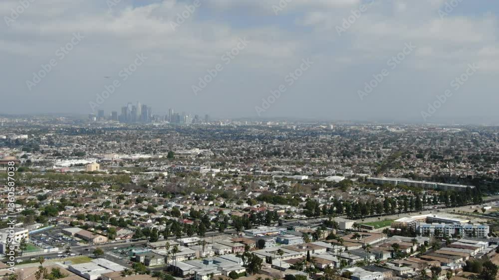 Los Angeles Baldwin Village Towards Downtown Aerial Shot Right Los Angeles Baldwin Village Towards Downtown Aerial Shot Right