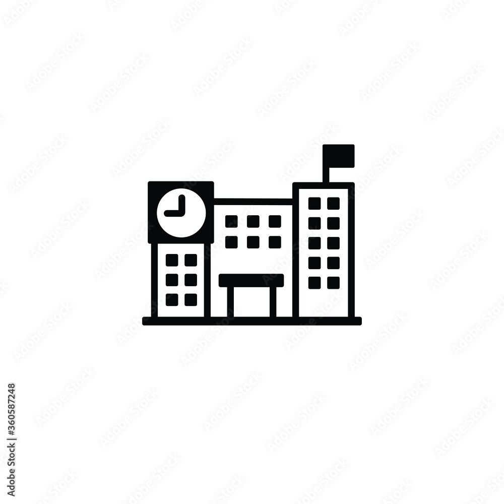 School building icon vector in trendy flat style isolated on white background