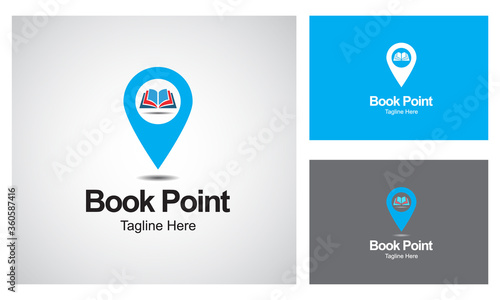 Book Point Logo Design Template- Flat Logo Design- Minimalist Logo- Book Finder Logo For Book Store Company And Other Company. Book Point. Navigation, Map, Pin Logo Design Template