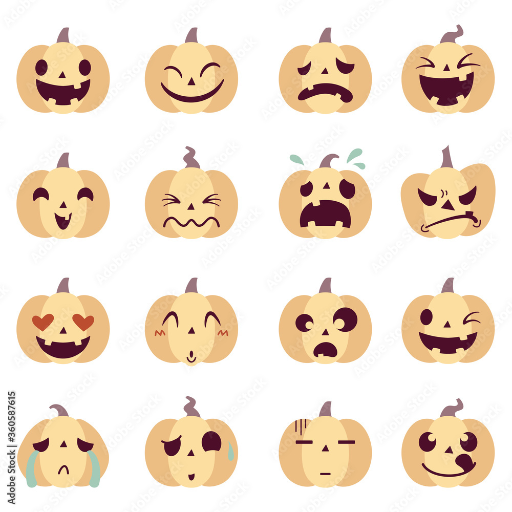 Halloween Jack-o'-lantern Flat Illustration Icons Halloween Jack-o'-lantern Flat Illustration Icons
