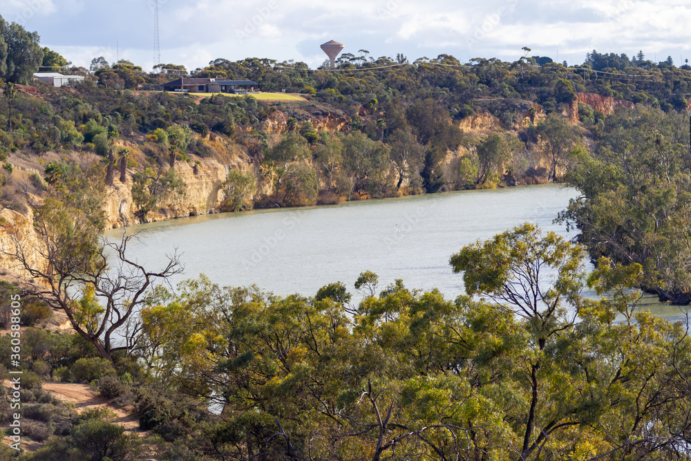The River Murray views from the Holder Bend lookout at Waikerie in the river land South Australia on the 20th June 2020