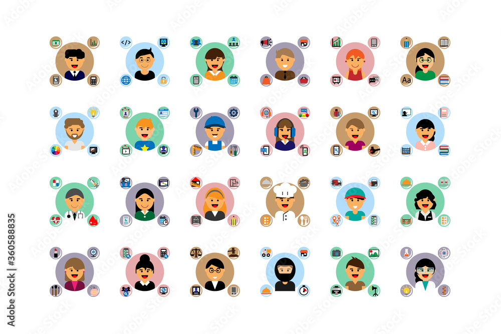 Set of people career icons Set of people career icons