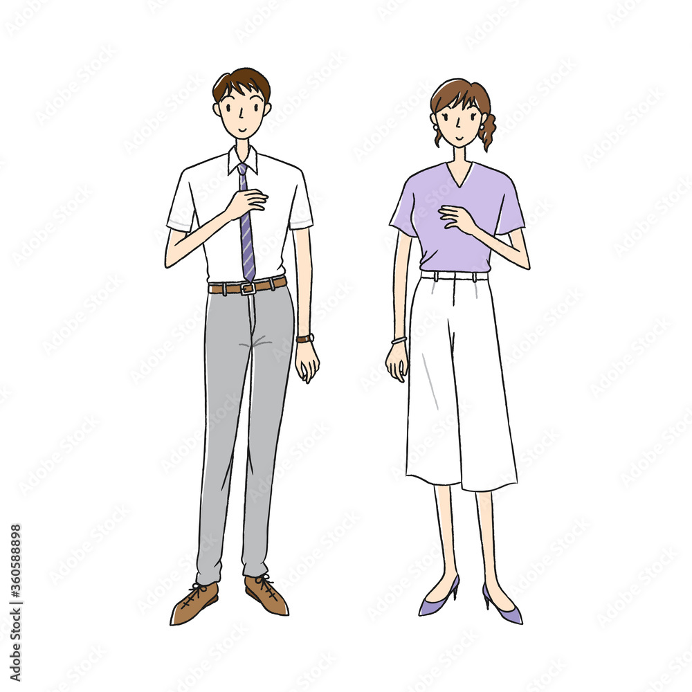 夏服のビジネスマンとビジネスウーマン