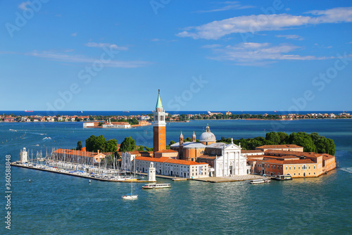 Aerial view of San Giorgio Maggiore Island in Venice, Italy © donyanedomam