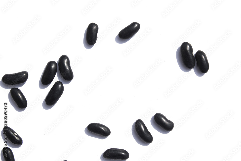 Black beans on white background. Black beans on white background.