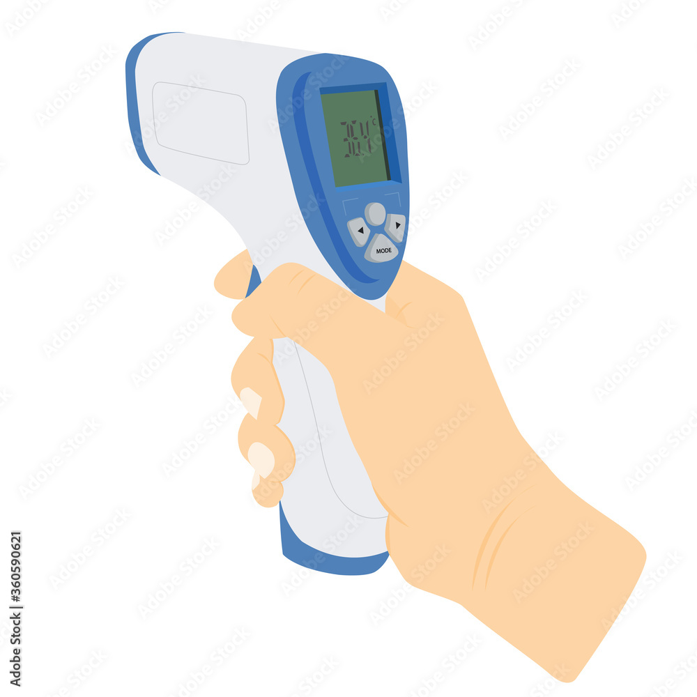 hand holding an infrared thermometer vector hand holding an infrared thermometer vector
