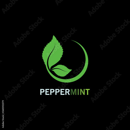 Peppermint leaf logo inspiration concept design on black background design