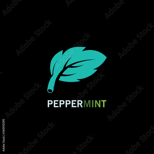Peppermint leaf logo inspiration concept design on black background design
