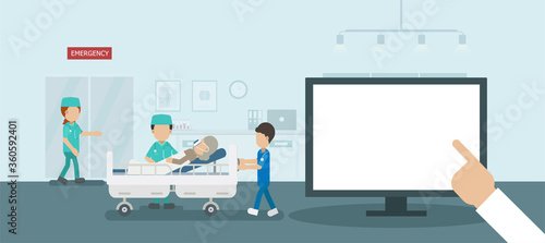 Medical service concept with blank screen projector