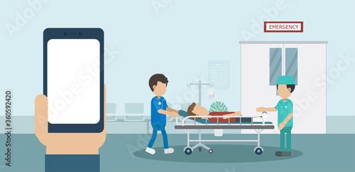 Medical service concept with blank screen mobile phone