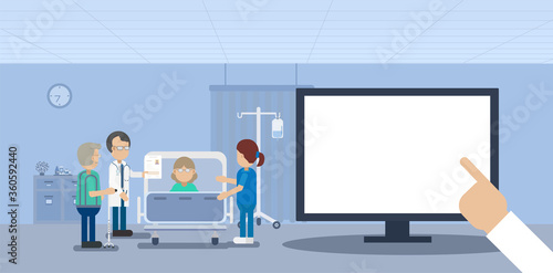 Medical service concept with blank screen monitor