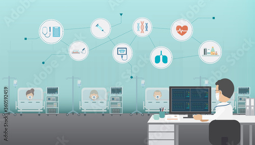 Medical service with icons flat design vector illustration