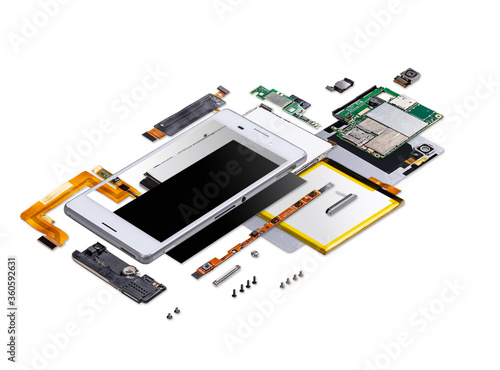 Quadro em tela Explode view of modern smartphone