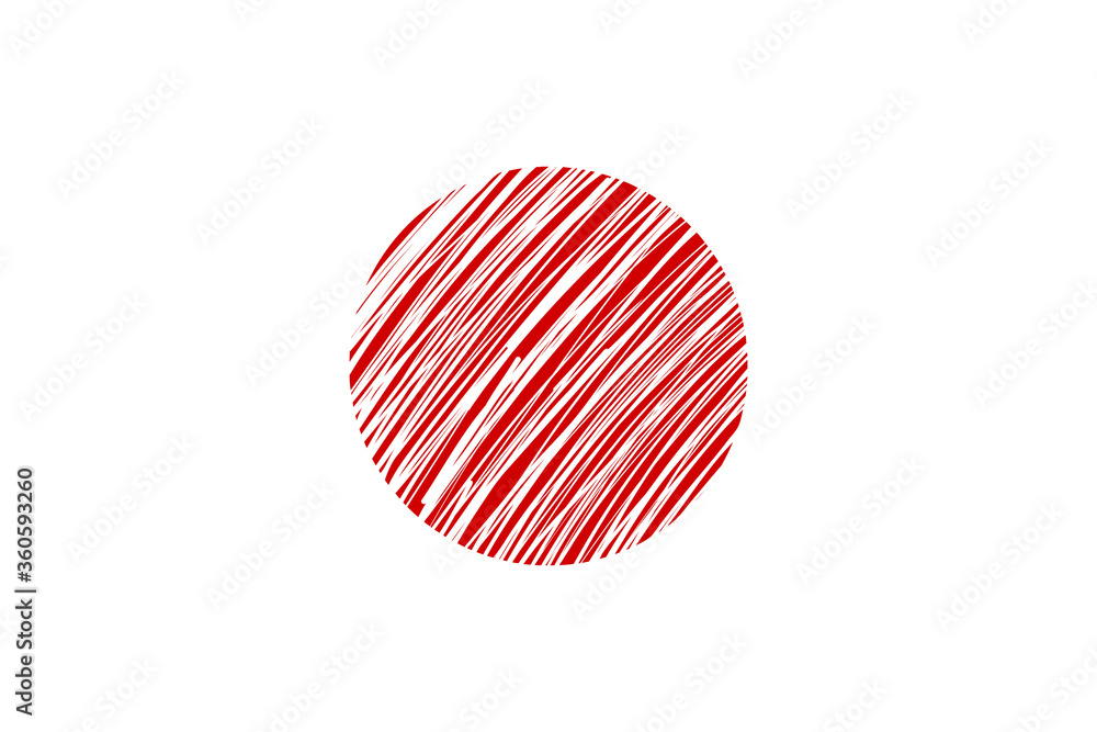 japan flag vector illustration with red circle brush stroke style