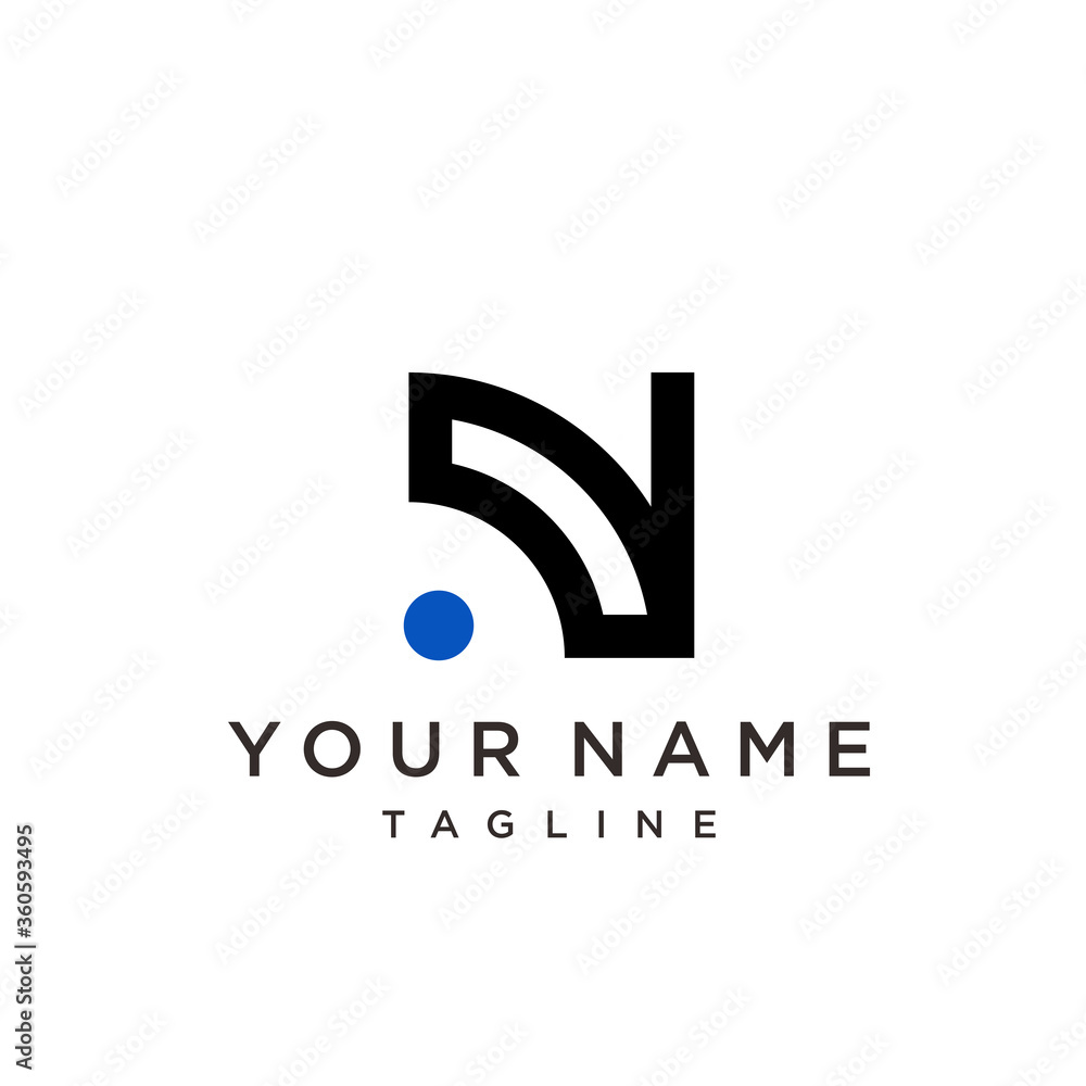 Letter N Wifi Logo design. N logo design template,technology,electronics,digital,dot connection. Letter N Wifi Logo design. N logo design template,technology,electronics,digital,dot connection.