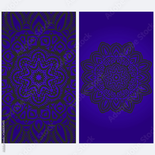 Templates card with mandala design. Vector illustration. For visit card, business, greeting card invitation