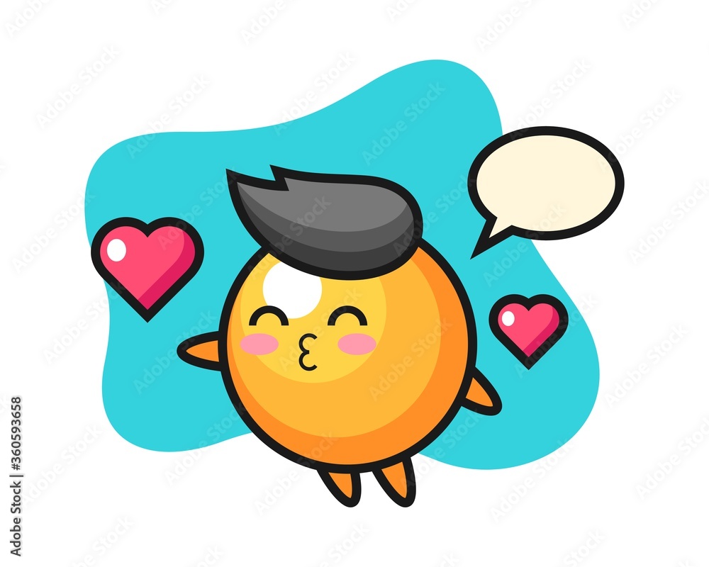 Ping pong ball cartoon with kissing gesture Ping pong ball cartoon with kissing gesture