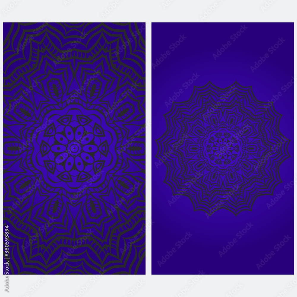 Templates card with mandala design. Vector illustration. For visit card, business, greeting card invitation Templates card with mandala design. Vector illustration. For visit card, business, greeting card invitation