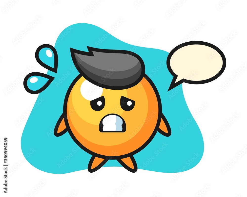 Ping pong ball cartoon with afraid gesture Ping pong ball cartoon with afraid gesture