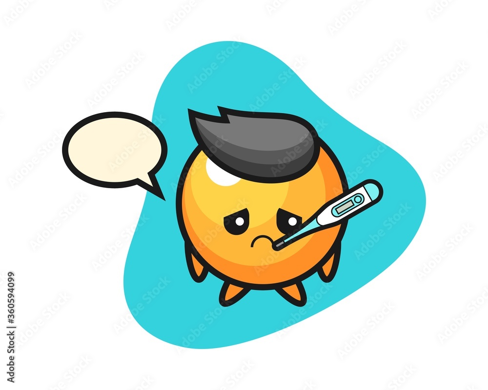 Ping pong ball cartoon with fever condition