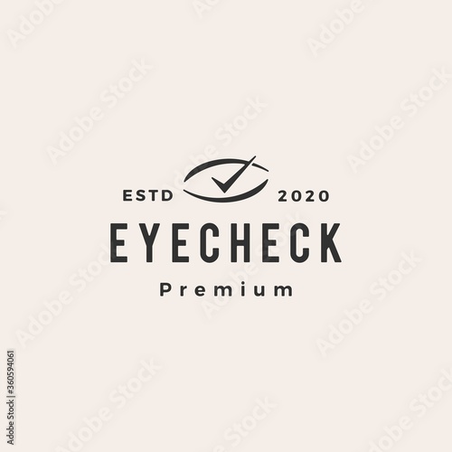 eye check hipster vintage logo vector icon illustration
