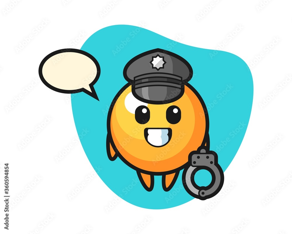 Ping pong ball cartoon as a police Ping pong ball cartoon as a police