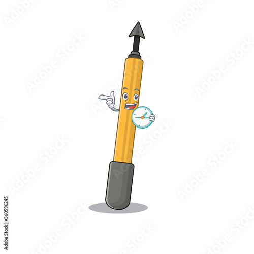 A picture of cheery snorkeling arrow holding a clock