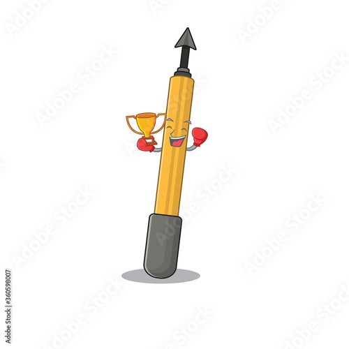 Fabulous boxing winner of snorkeling arrow caricature design style