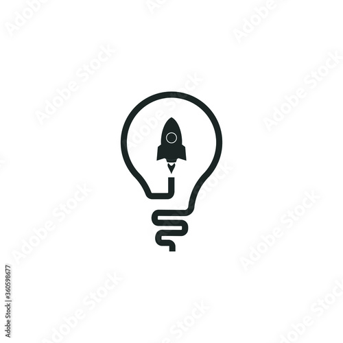 Rocket Idea Logo Design Template. Vector Illustration