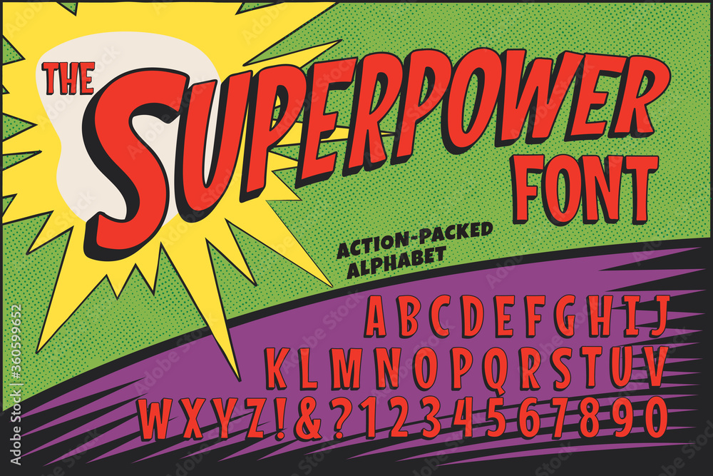 Plakat A Classic Comic Book Logo Alphabet; The Superpower Font