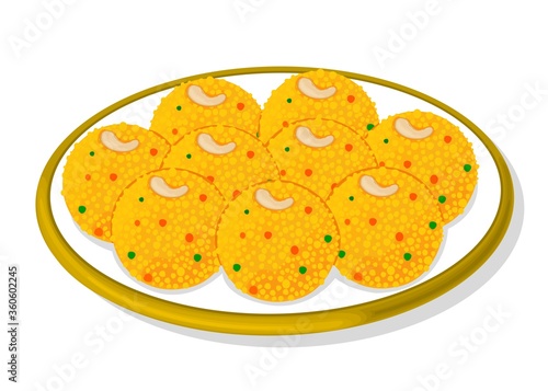 Boondi laddu Indian Sweets or Mithai Food Vector