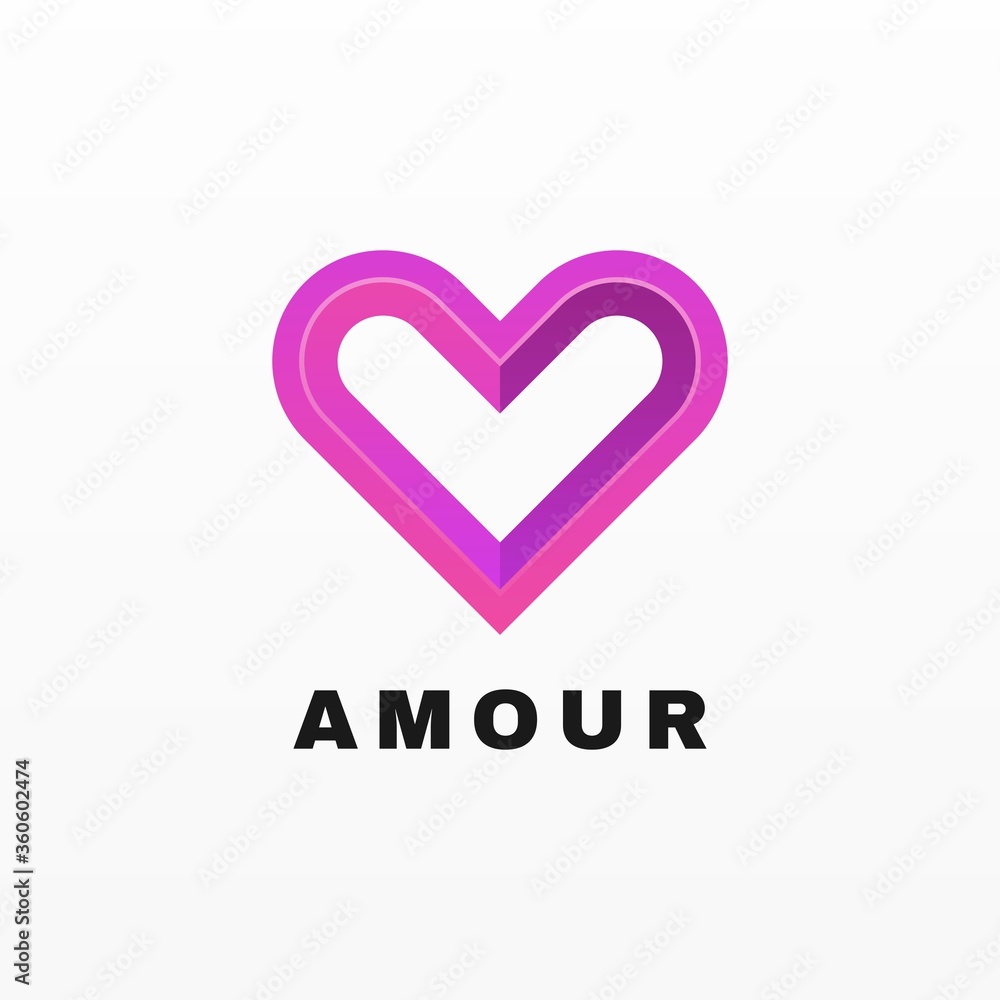 Vector Logo Illustration Amour Gradient Colorful Style.