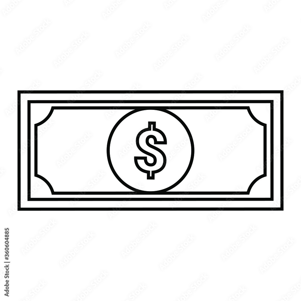 Money icon, dollar currency, cash symbol, icon outline vector Money icon, dollar currency, cash symbol, icon outline vector