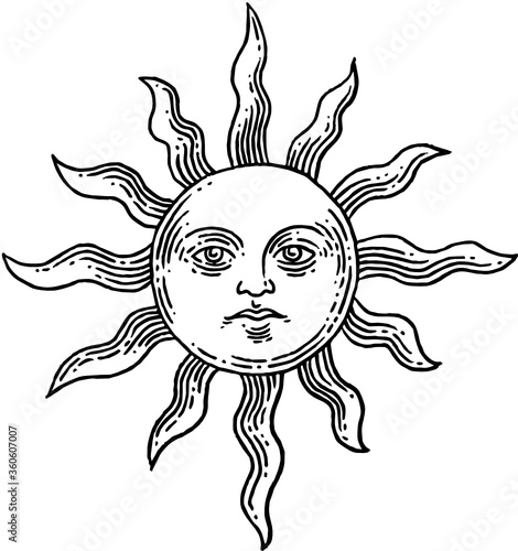 Sun Line Art Vector
