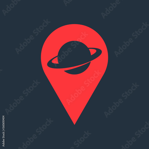 Saturn with his ring vector icon. Trendy flat saturn with its ring on a map mark. Vector illustration can be used for web and mobile graphic design, logo.