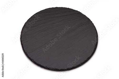 Round slate stand isolated on white background