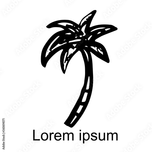 Coconut palm tree logo. Sketch hand drawn isolated on white