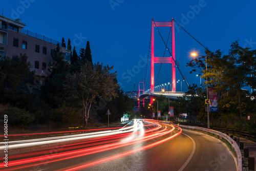 Istanbul Bosphorus Bridge at sunset in Istanbul, Turkey.