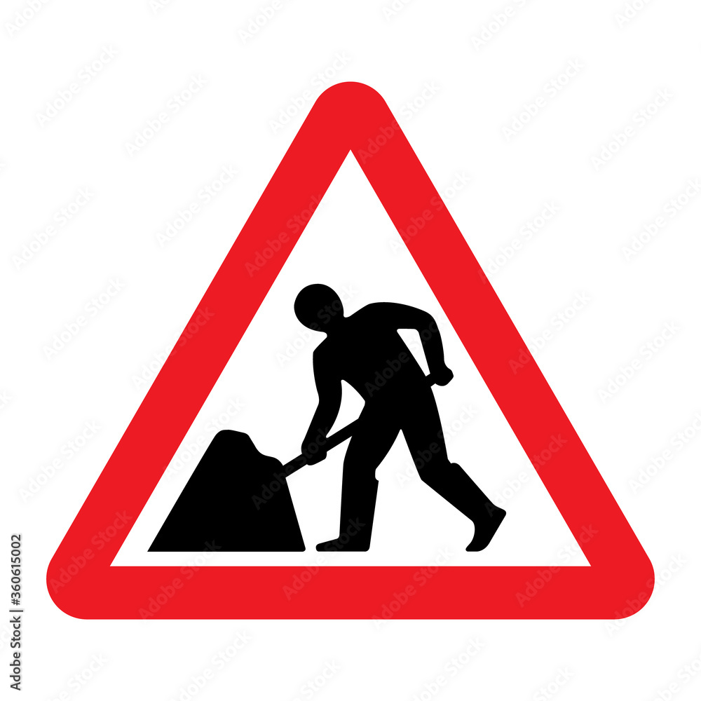 Premium Vector  Road sign warning. in red triangle man at