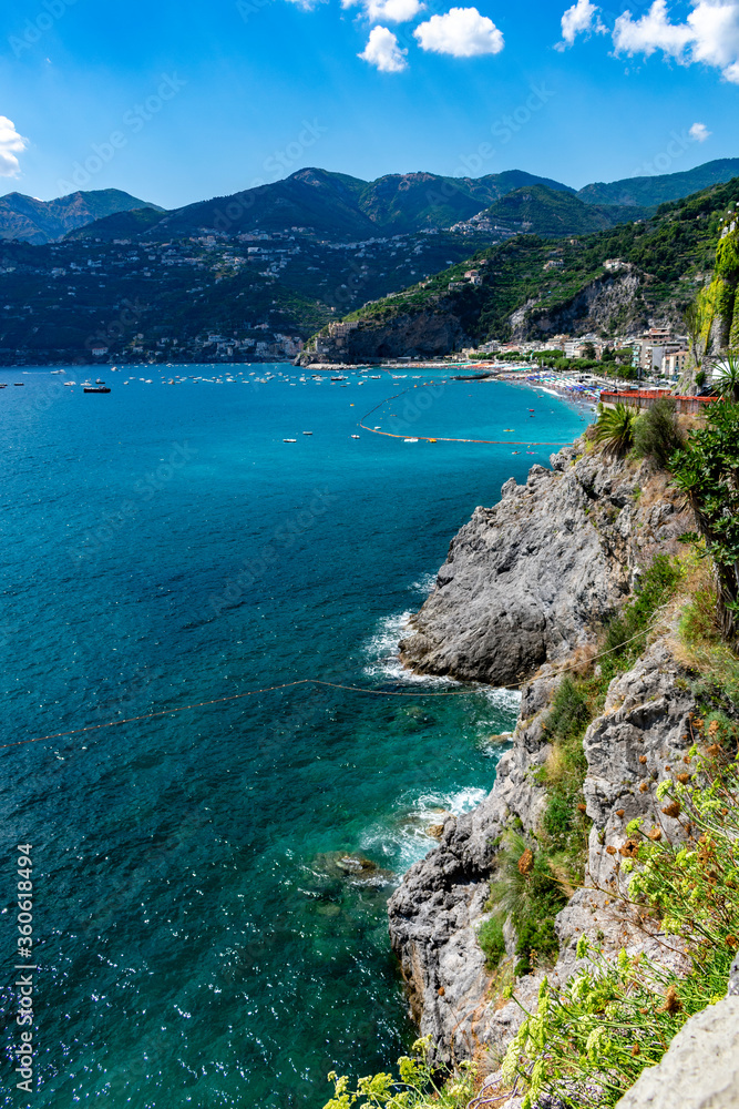 Italy, Campania, Maiori - 15 August 2019 - View of the Amalfi coast in the Maiori area