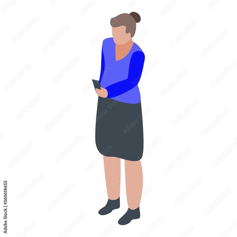 Woman marketing icon. Isometric of woman marketing vector icon for web design isolated on white background Woman marketing icon. Isometric of woman marketing vector icon for web design isolated on white background