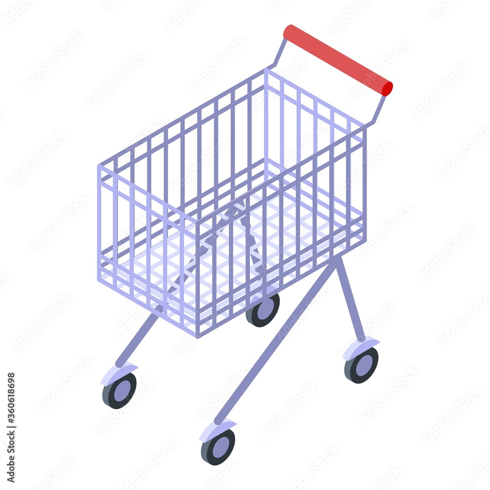 Shopping cart icon. Isometric of shopping cart vector icon for web design isolated on white background Shopping cart icon. Isometric of shopping cart vector icon for web design isolated on white background