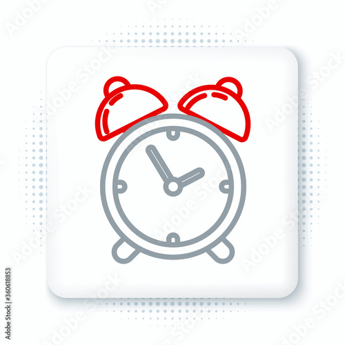Line Alarm clock icon isolated on white background. Wake up, get up concept. Time sign. Colorful outline concept. Vector.